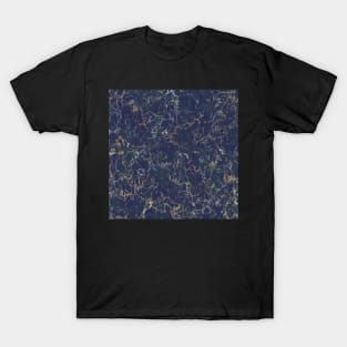 Blue marble pattern with gold veins T-Shirt